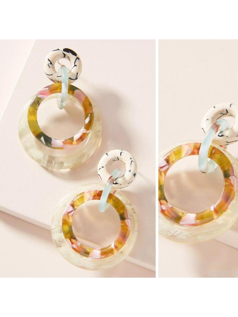 Lele Sadoughi Double Ring Hooped Post Earrings